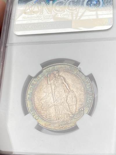 万国钱币拍卖第061期（马年首拍） NGC MS63 1902年英国爱德华七世海神2先令 十字转光孔雀绿环彩非常漂亮 