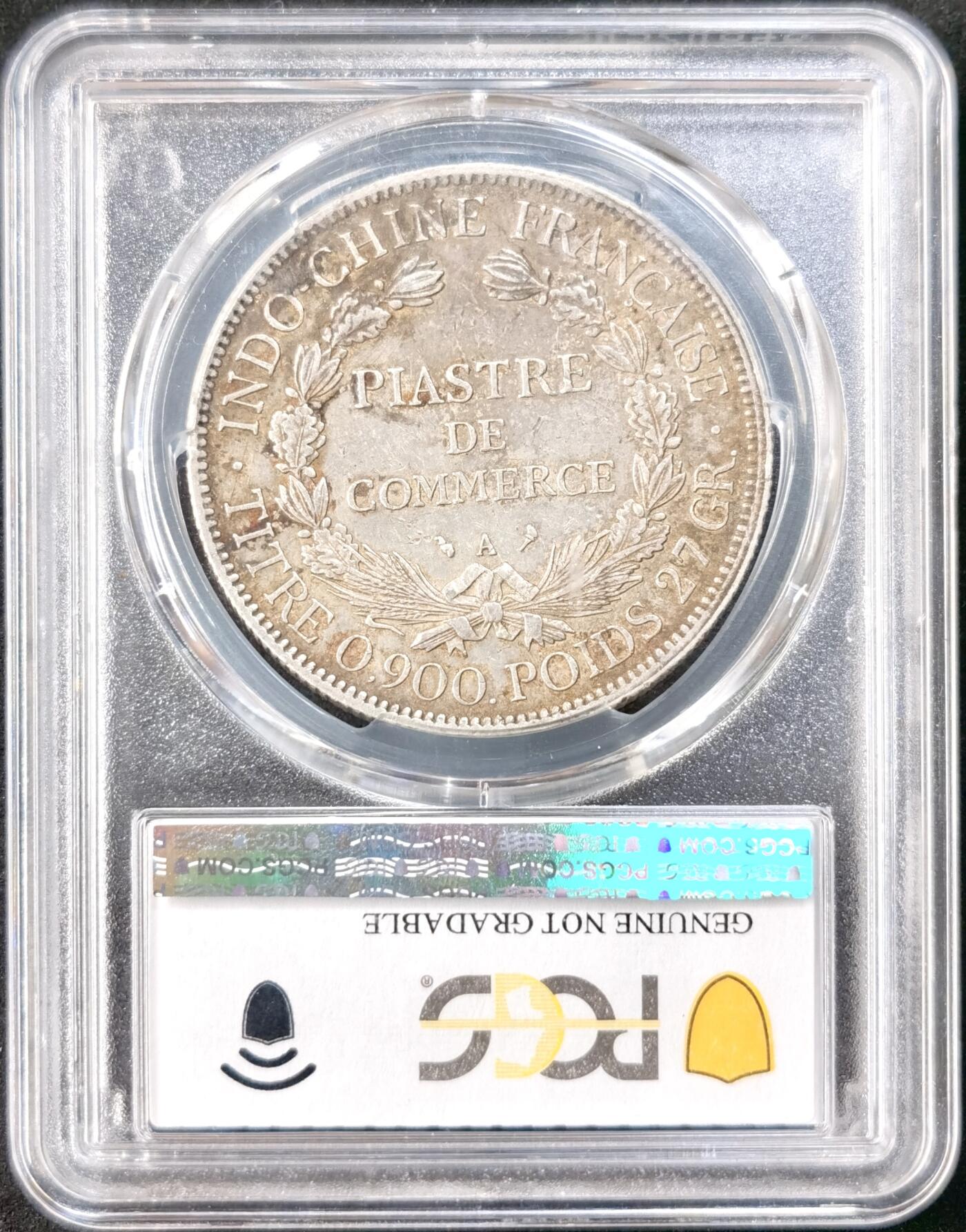 “福币呈祥”新年甄品场（直播拍卖）甄臻铺-世界币章拍卖（第50期），送拍享返佣金等优惠多多 PCGS AU 1903年法属印度支那一皮阿斯特坐洋大银币 约27g 900银  面部细节还行