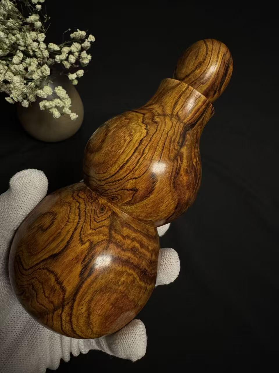 零元拍：海南黄花梨  宝瓶 手把件 福禄（葫芦）高：165/大肚78.5/小肚66.5MM