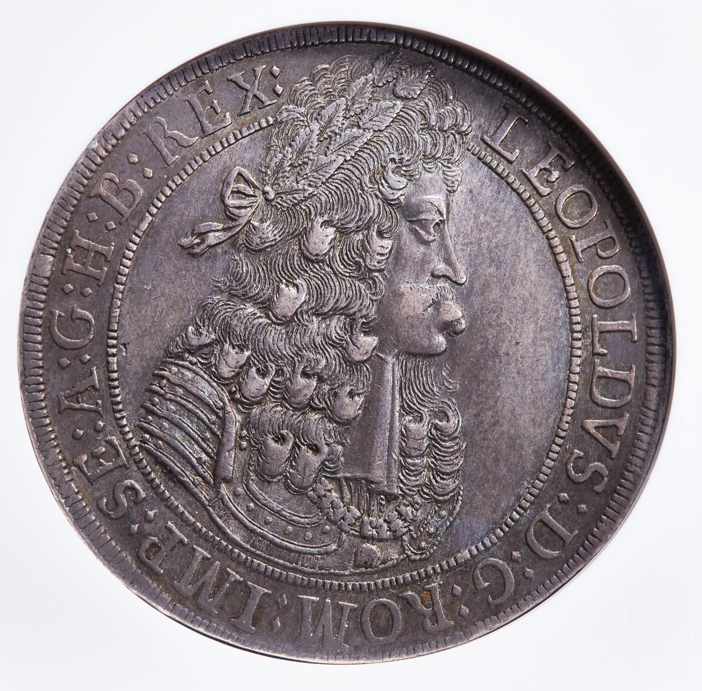 【俄甄集藏】马年新春第一拍 2026年(048)02-25星期三 晚 19:30 全场包邮 神圣罗马帝国-奥地利1695年利奥波德一世IAK版大波浪1泰勒大银币，NGC AU55，胡尔造币厂，酱彩包浆