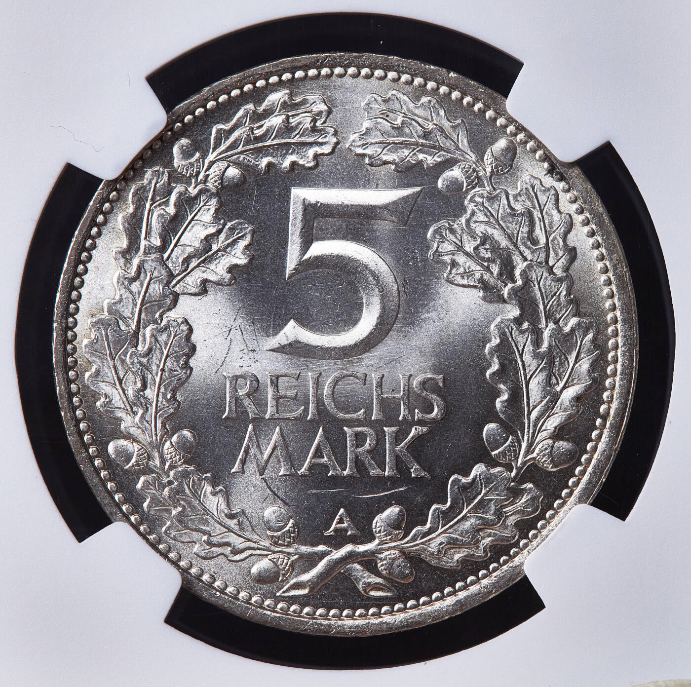 【俄甄集藏】马年新春第一拍 2026年(048)02-25星期三 晚 19:30 全场包邮 德国魏玛1925年A版莱茵兰千年5马克纪念大银币，NGC MS64，十字转光品相