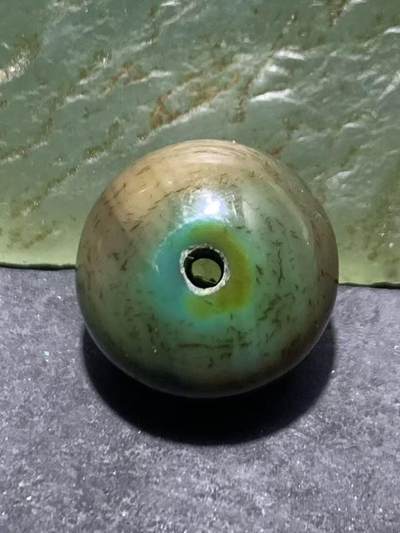 缠丝玛瑙算盘珠1颗， - 缠丝玛瑙算盘珠1颗，