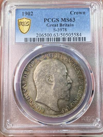 万国钱币拍卖第061期（马年首拍） PCGS MS63 1902英国爱德华七世马剑克朗 高分难度大于精制的流通品种 车轮转光底板在油画般的英伦五彩包浆加持下更添魅力