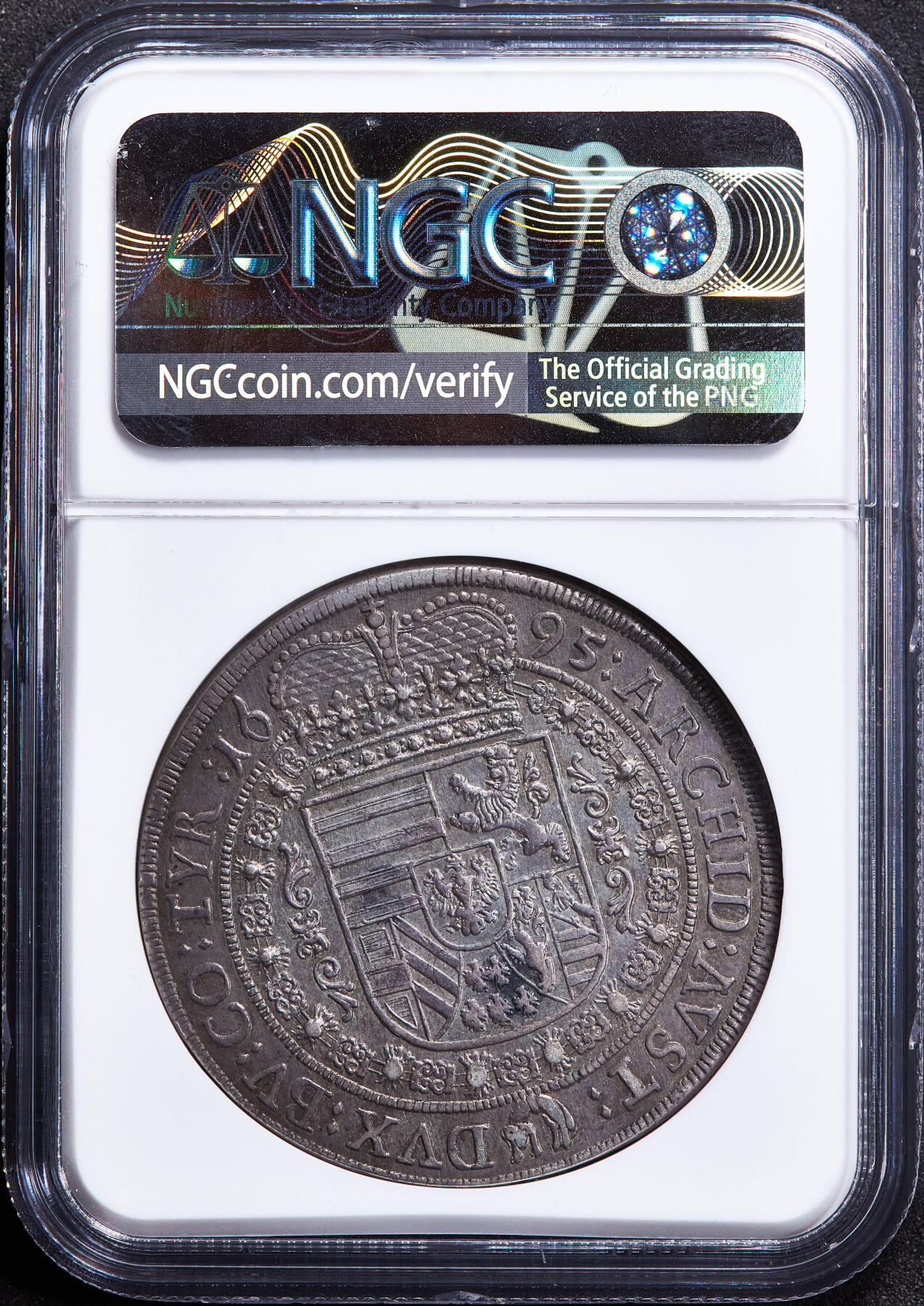 【俄甄集藏】马年新春第一拍 2026年(048)02-25星期三 晚 19:30 全场包邮 神圣罗马帝国-奥地利1695年利奥波德一世IAK版大波浪1泰勒大银币，NGC AU55，胡尔造币厂，酱彩包浆