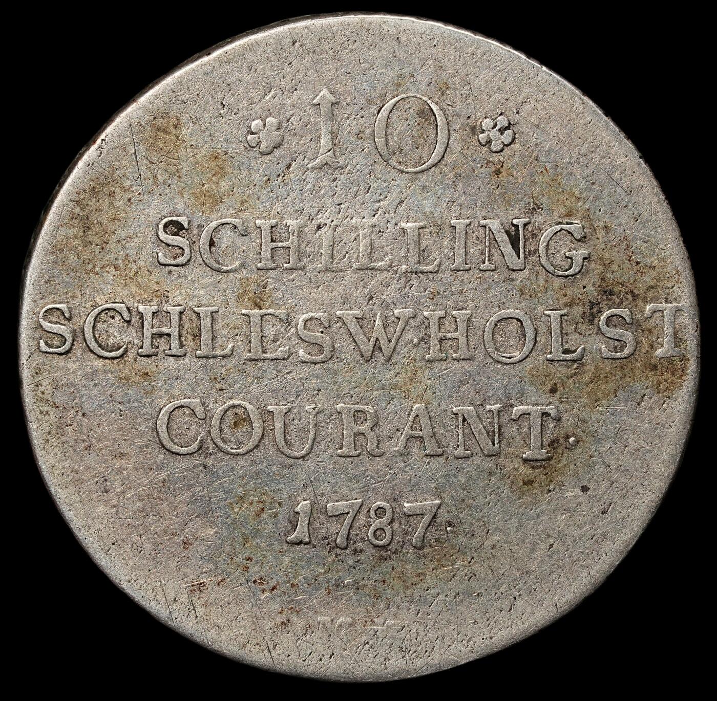 修遠堂世界钱币第105期，马年首拍  1787年石勒苏益格 - 荷尔斯泰因公国10先令银币，6.12g