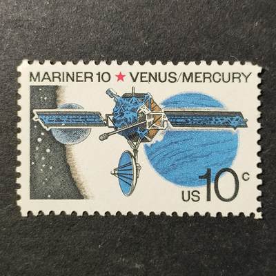 ↓君缘收藏741期☞钱币邮品↓无佣金、可寄存、满30元包邮  - 美国邮票，1975年“水手10号”金星与水星探测计划邮票雕刻版1全