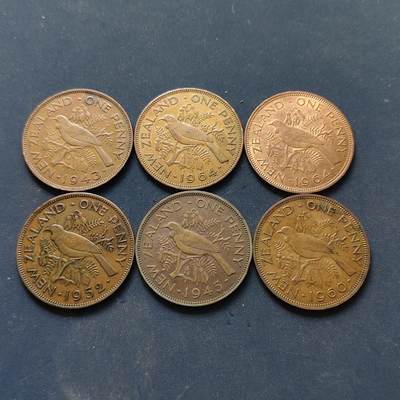 【全场包邮】纯粹捡漏拍502场 - 新西兰各年份1便士铜币6枚一组