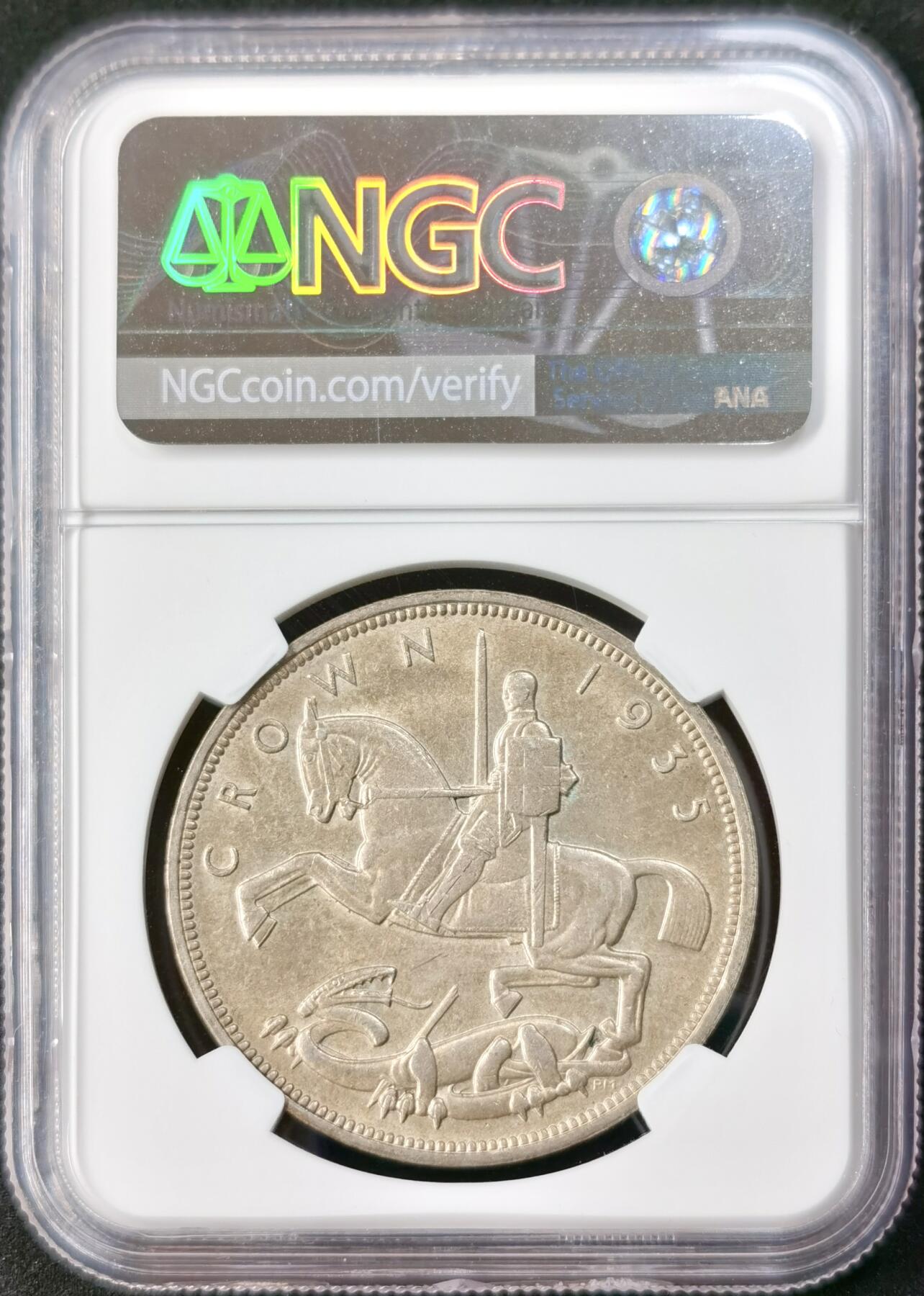 “福币呈祥”新年甄品场（直播拍卖）甄臻铺-世界币章拍卖（第50期），送拍享返佣金等优惠多多 NGC-MS64 1935年英国乔治五世木马剑，双面黄油包浆极美