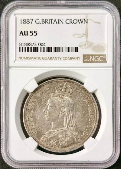 “福币呈祥”新年甄品场（直播拍卖）甄臻铺-世界币章拍卖（第50期），送拍享返佣金等优惠多多 - NGC-AU55 1887年维多利亚高冠马剑，大老黑，包浆极好