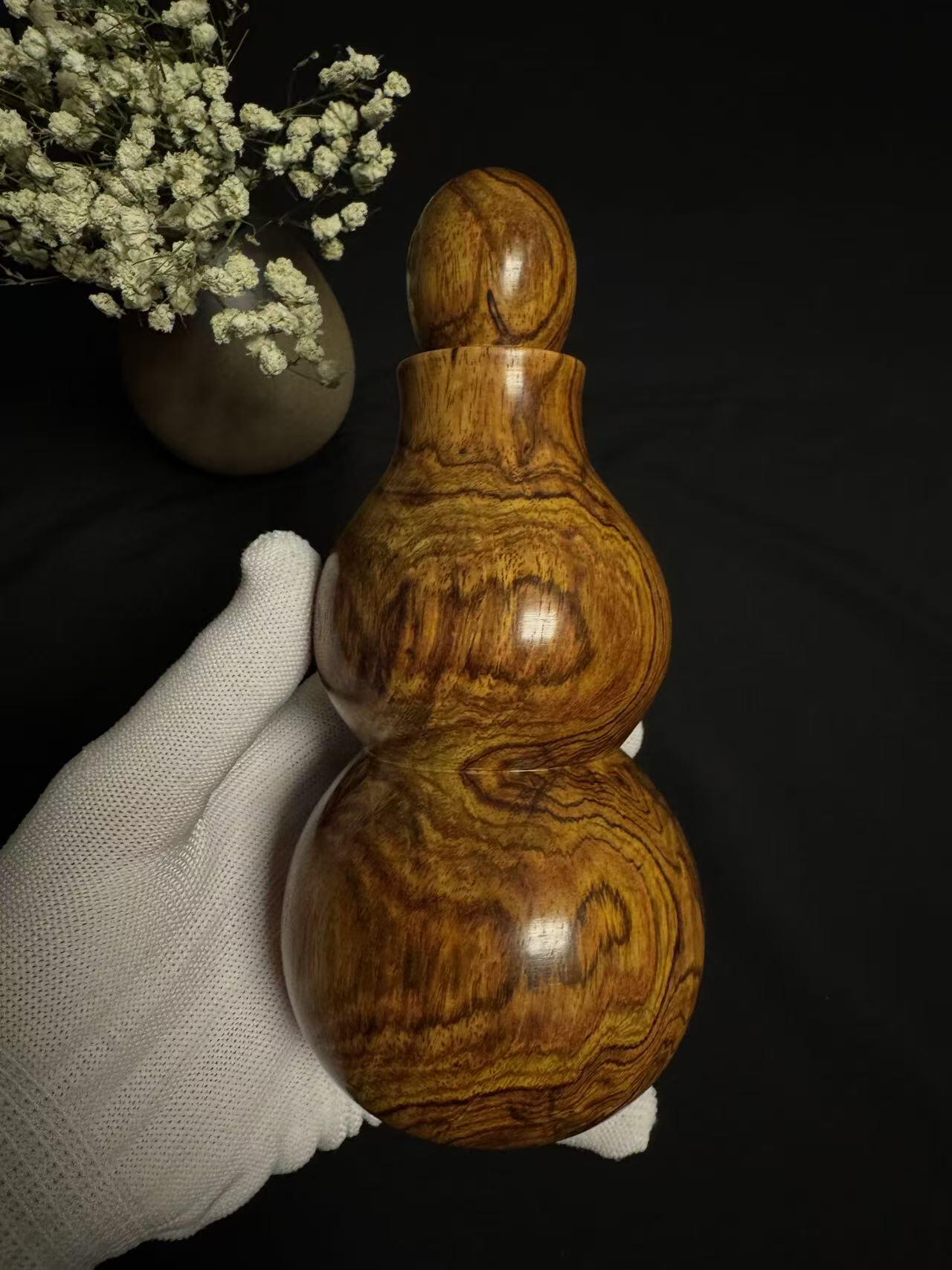 零元拍：海南黄花梨  宝瓶 手把件 福禄（葫芦）高：165/大肚78.5/小肚66.5MM