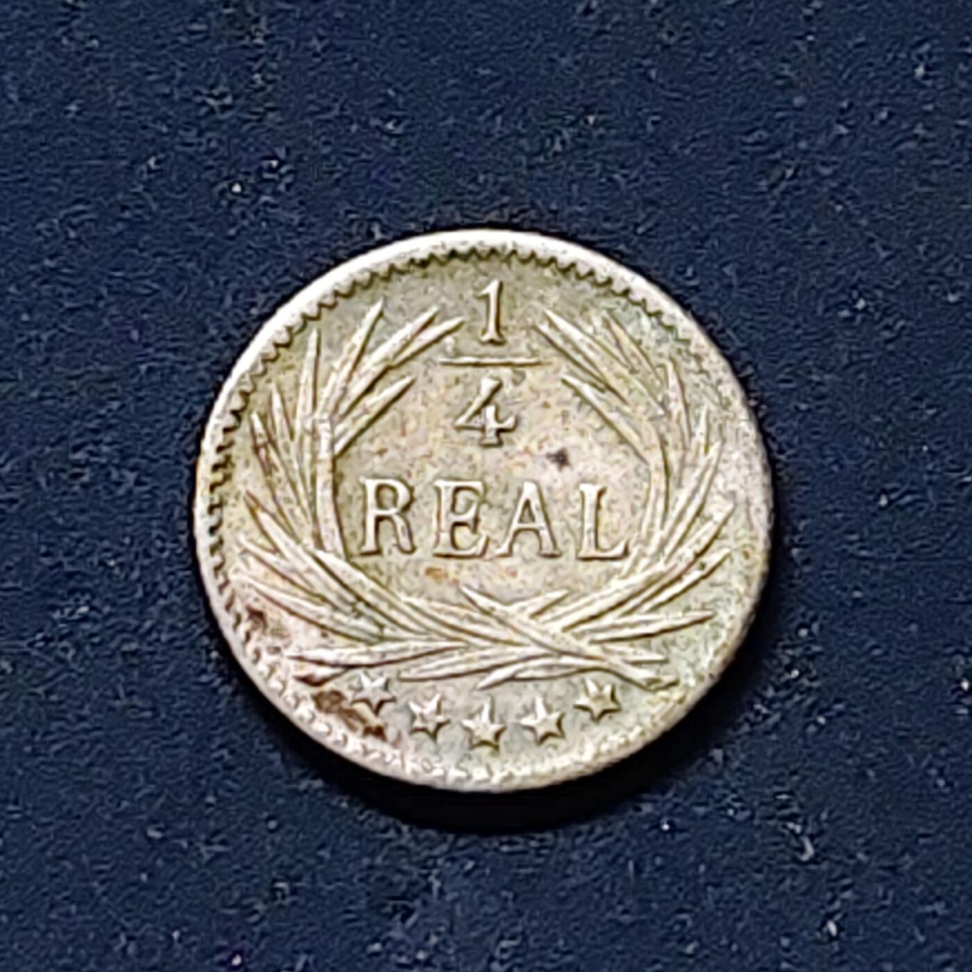 【全场包邮】纯粹捡漏拍502场 危地马拉1896年1/4瑞尔银币【11毫米0.79克83.5%】