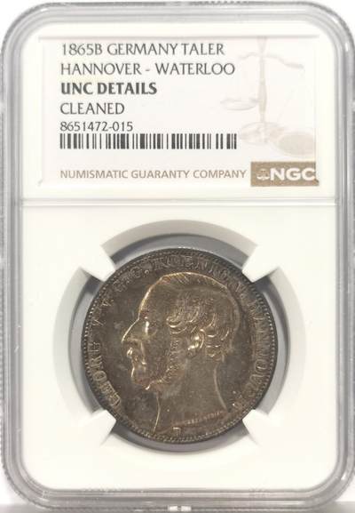 博洋堂蛇年收官专场暨第161期（全场包邮） - NGC UNC 德国汉诺威1865年滑铁卢战役纪念1泰勒 少见品种 金色彩