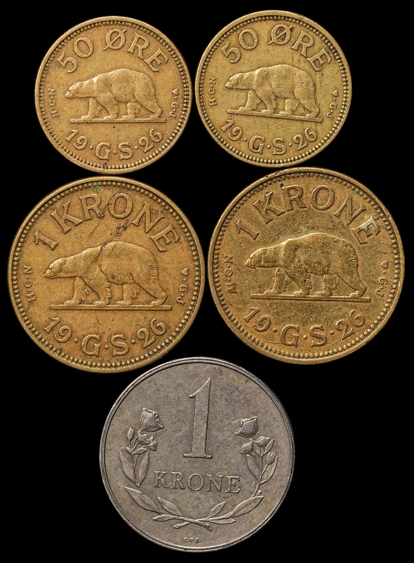 修遠堂世界钱币第105期，马年首拍 格陵兰旧钱币，第二组