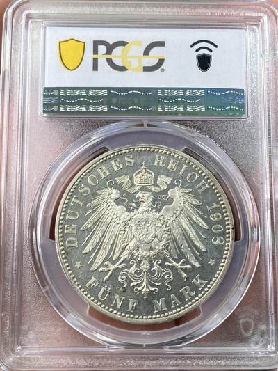 万国钱币拍卖第061期（马年首拍） PCGS PR63 1908年德国巴伐利亚奥拓长翅精制5马克 著名德系疯王奥拓 精铸镜面银霜喷砂质感 不可多得的顶级收藏品质