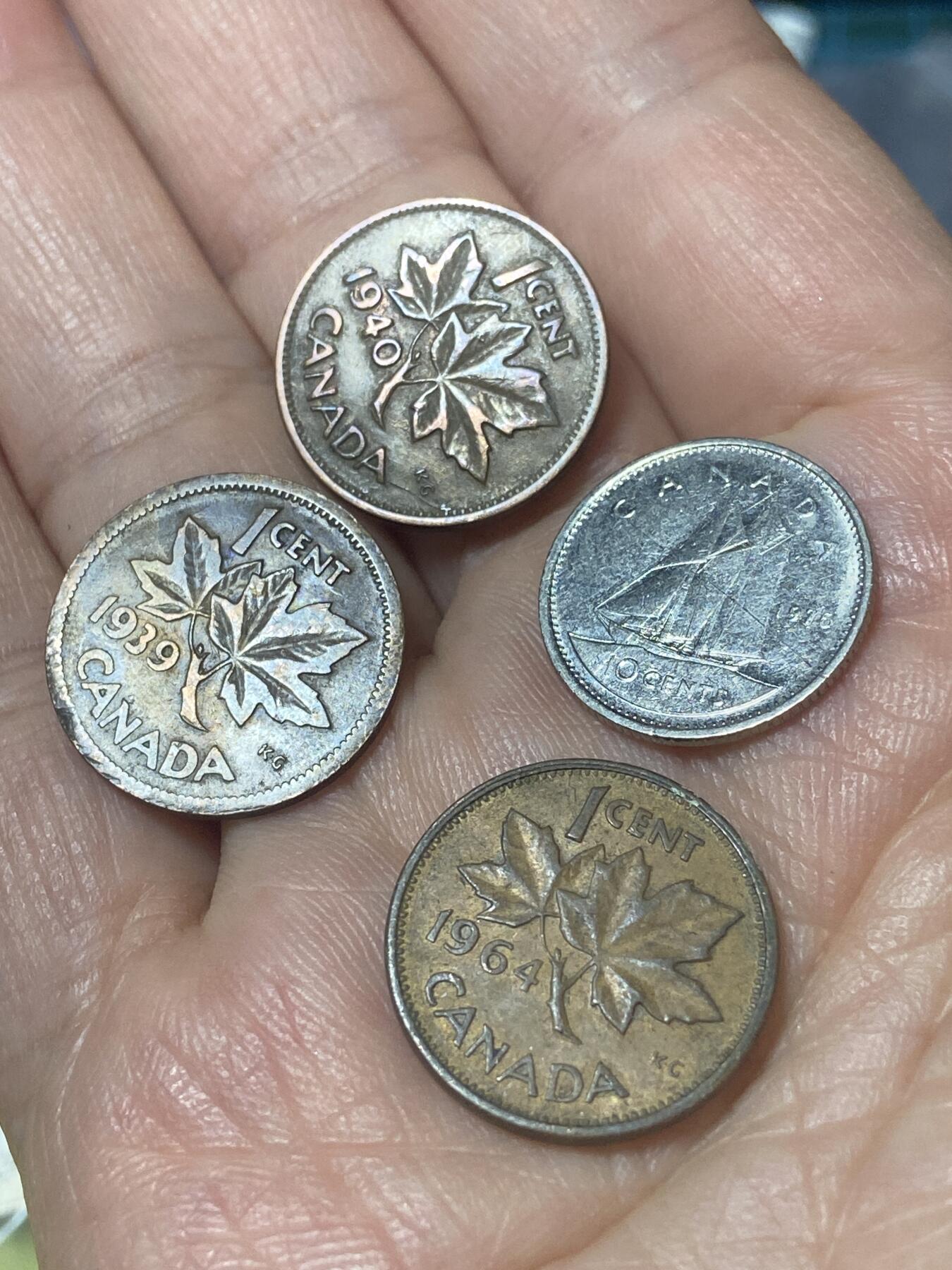 2026年第二十四场(总第一百九十三场）外国好品散币场(免佣金) 加拿大🇨🇦4枚：1939年40年64年1分，76年10分