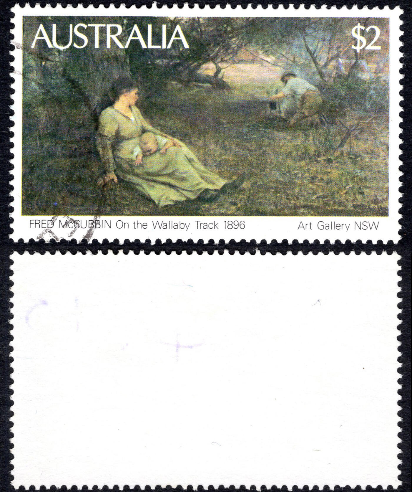 洪涛臻品批发群 精选邮票限时拍卖第1260期  澳大利亚 高面值$2澳元 《流浪之路》1896年弗雷德·麦卡宾绘画