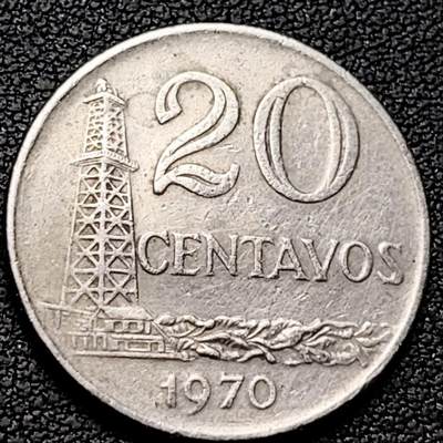 泉币菌-第192场- 除夕专场-新年快乐 本场拍品多 请提前出价（年后发货） - 巴西1970年20分 油井 自由女神 铜镍币 25mm 