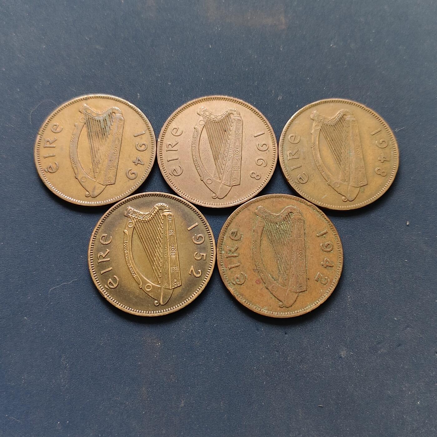 【全场包邮】纯粹捡漏拍502场 爱尔兰各年份1便士铜币5枚一组