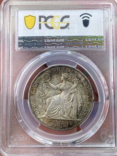 万国钱币拍卖第061期（马年首拍） PCGS MS63 1871年德国巴伐利亚路德维希二世普法战争胜利泰勒 原味德式五彩绝美底光迸发收藏品质
