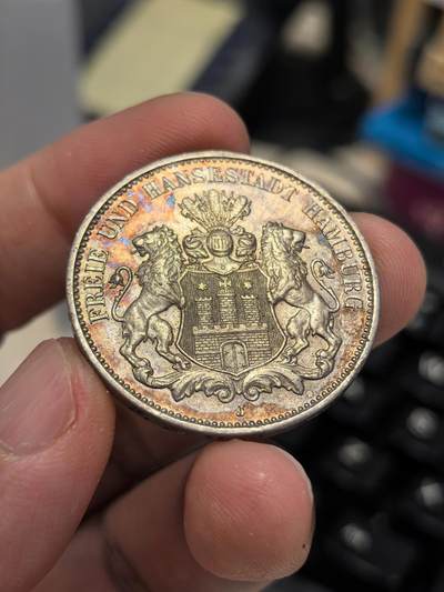 博洋堂蛇年收官专场暨第161期（全场包邮） - 德国1911年汉堡双狮3马克银币 五彩带底光