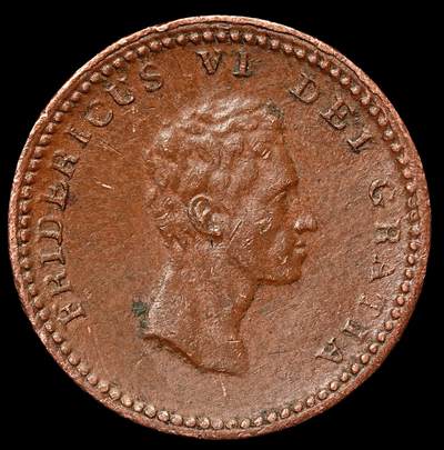 修遠堂世界钱币第105期，马年首拍 - 1812年丹麦 - 挪威联合王国弗雷德里克六世2斯克林铜币