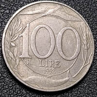 泉币菌-第188场- 迎情人节专场 本场拍品多 请提前出价（本周五和之前拍的 2月14日发货） - 意大利100里拉白铜币 海豚 飞鸟 小麦 22mm 纪念币铜钱