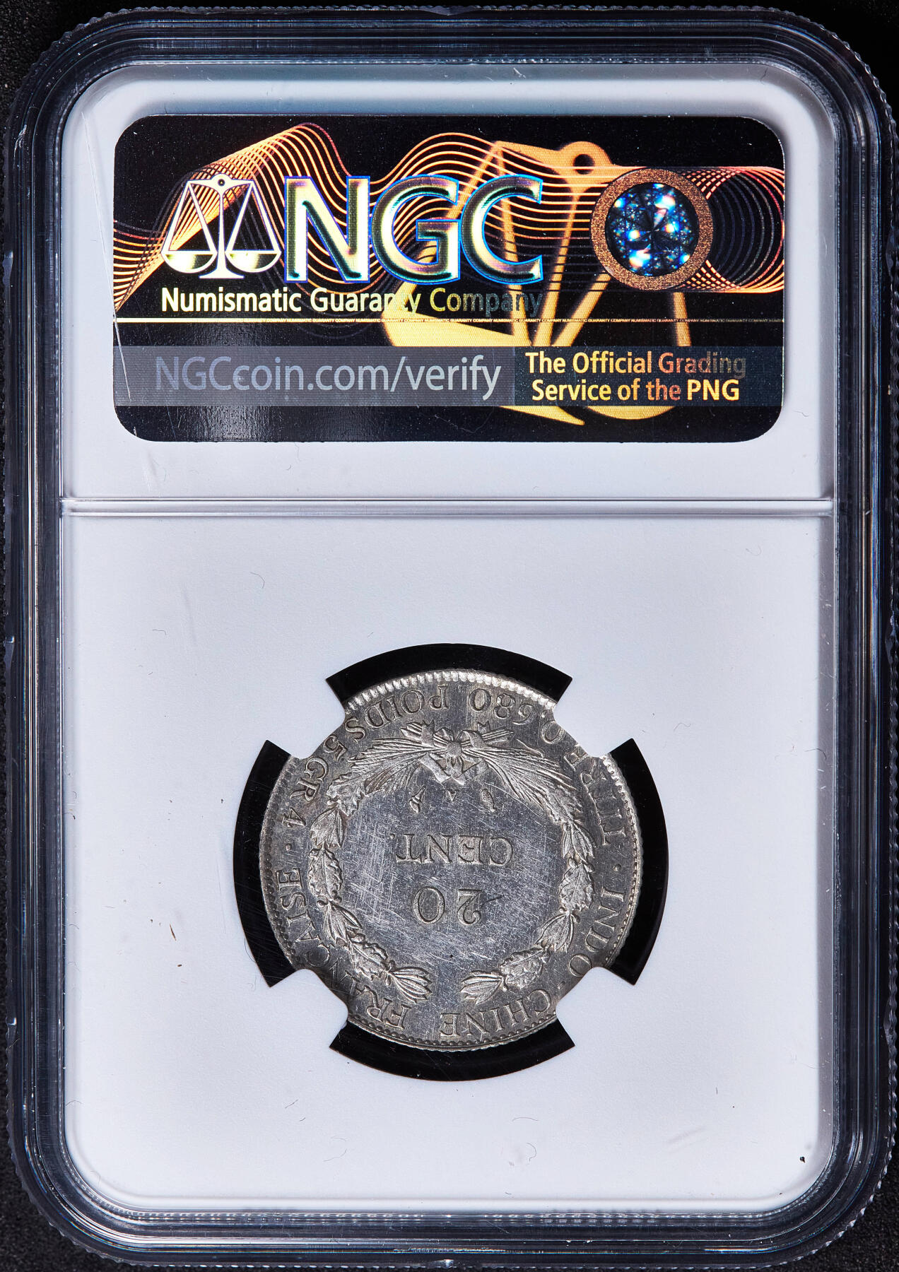 【俄甄集藏】马年新春第一拍 2026年(048)02-25星期三 晚 19:30 全场包邮 法属印度支那1928年坐洋20分银币，NGC AU55，少见年份，底光犹存