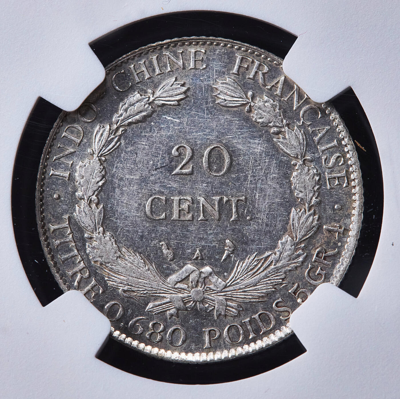 【俄甄集藏】马年新春第一拍 2026年(048)02-25星期三 晚 19:30 全场包邮 法属印度支那1928年坐洋20分银币，NGC AU55，少见年份，底光犹存