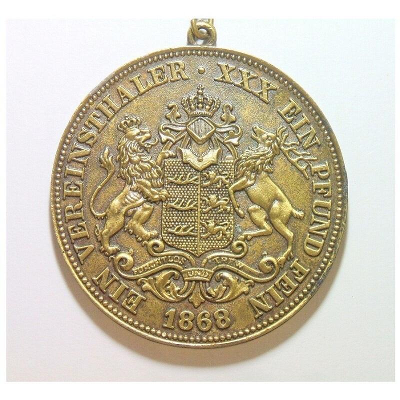 【艺术】德国艺术大章 狮鹿盾徽高浮雕精制超大铜章 带铭牌+项链 60MM 88克