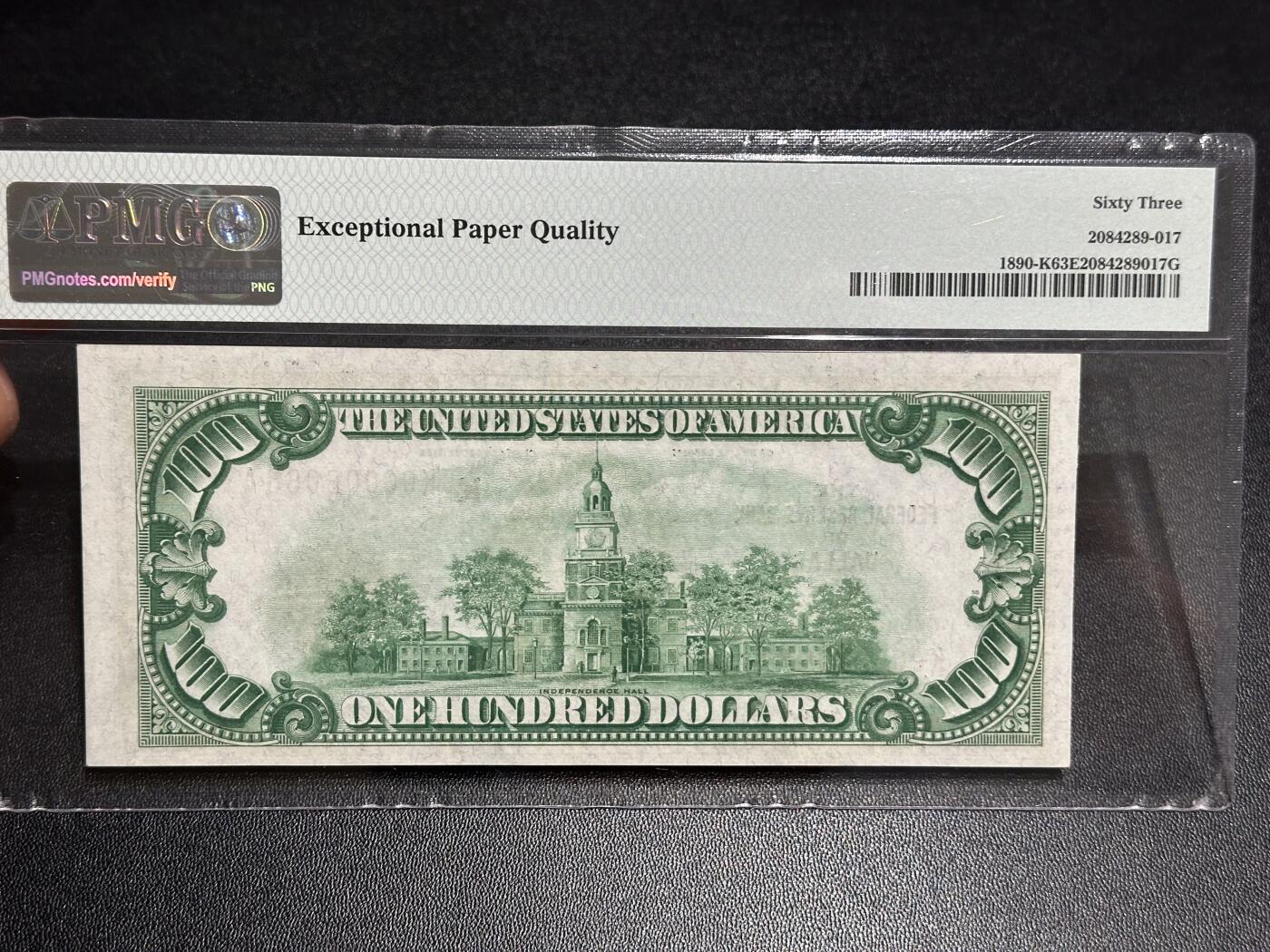 《外钞收藏家》第六百一十一期（农历新年第一场/快递恢复正常再发货）（长期征集拍品、欢迎藏友们联系合作） 1929年美国100美元 橙色库印 PMG63E 圆圆号 千位号6068