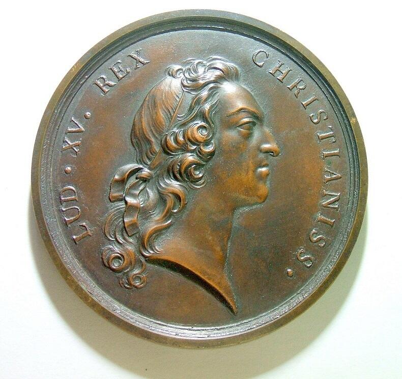 【艺术】法国艺术大章1744年 路易十五高浮雕精制超大铜章 75MM 68克