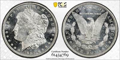 博洋堂蛇年收官专场暨第161期（全场包邮） - PCGS MS64PL 美国1882 CC 摩根 麦稀奇首见极其稀有卡森厂类镜面版别 镜面感明显 霜感十足 毕业级藏品
