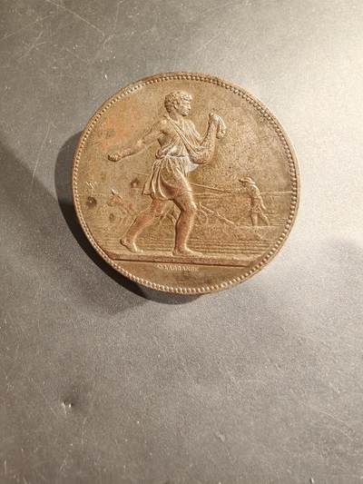 老王徽章第182期 - 法国农业协会单面镀金铜章     播种者    直径50mm   重量59.8g