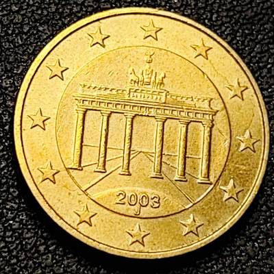 泉币菌-第192场- 除夕专场-新年快乐 本场拍品多 请提前出价（年后发货） - 欧元 德国2003年 10欧分合金铜币 勃兰登堡门 地图 J厂标 19.75MM