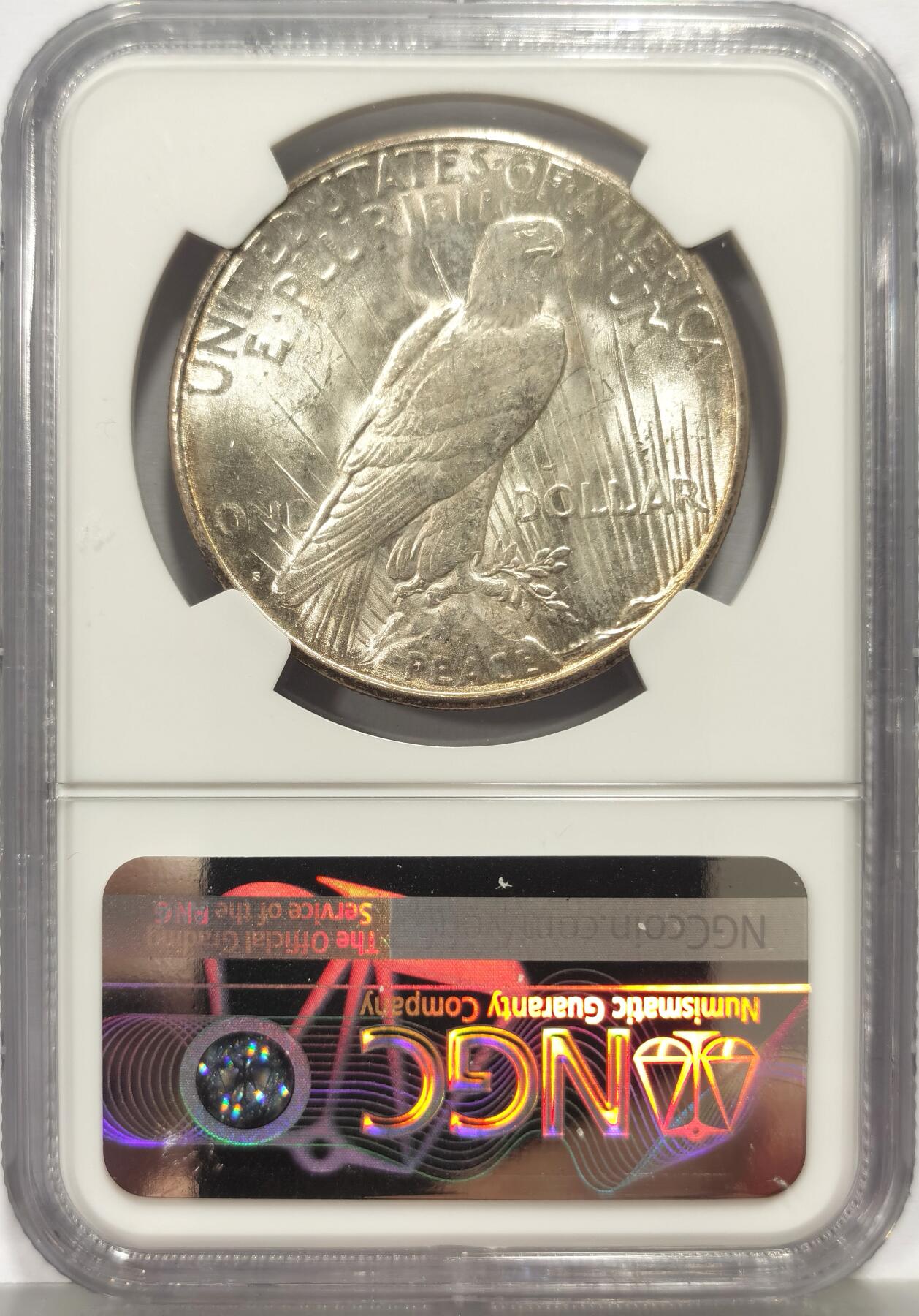 博洋堂蛇年收官专场暨第161期（全场包邮） NGC MS64 美国1923 S 和平 双面覆盖五彩包浆 严重低评 转光犀利 几无流通痕迹 稀有年份