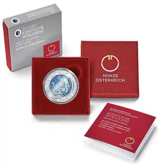 【币将精彩】世界钱币马年新春拍卖（2026-2-22）  克劳斯获奖币奥地利2019年人工智能银铌双金属币带证书包装