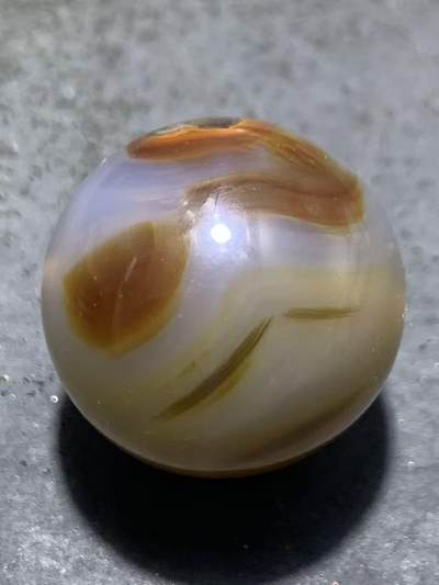 精美天然高玉化原皮巴西玛瑙2.4大圆珠一颗， - 精美天然高玉化原皮巴西玛瑙2.4大圆珠一颗，