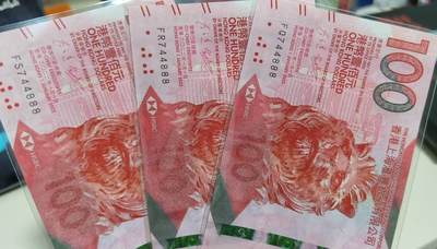 春节钱币瓷器清货捡漏拍场 - 2022年香港汇丰银行100元 全新UNC 全同号三张 豹子号888