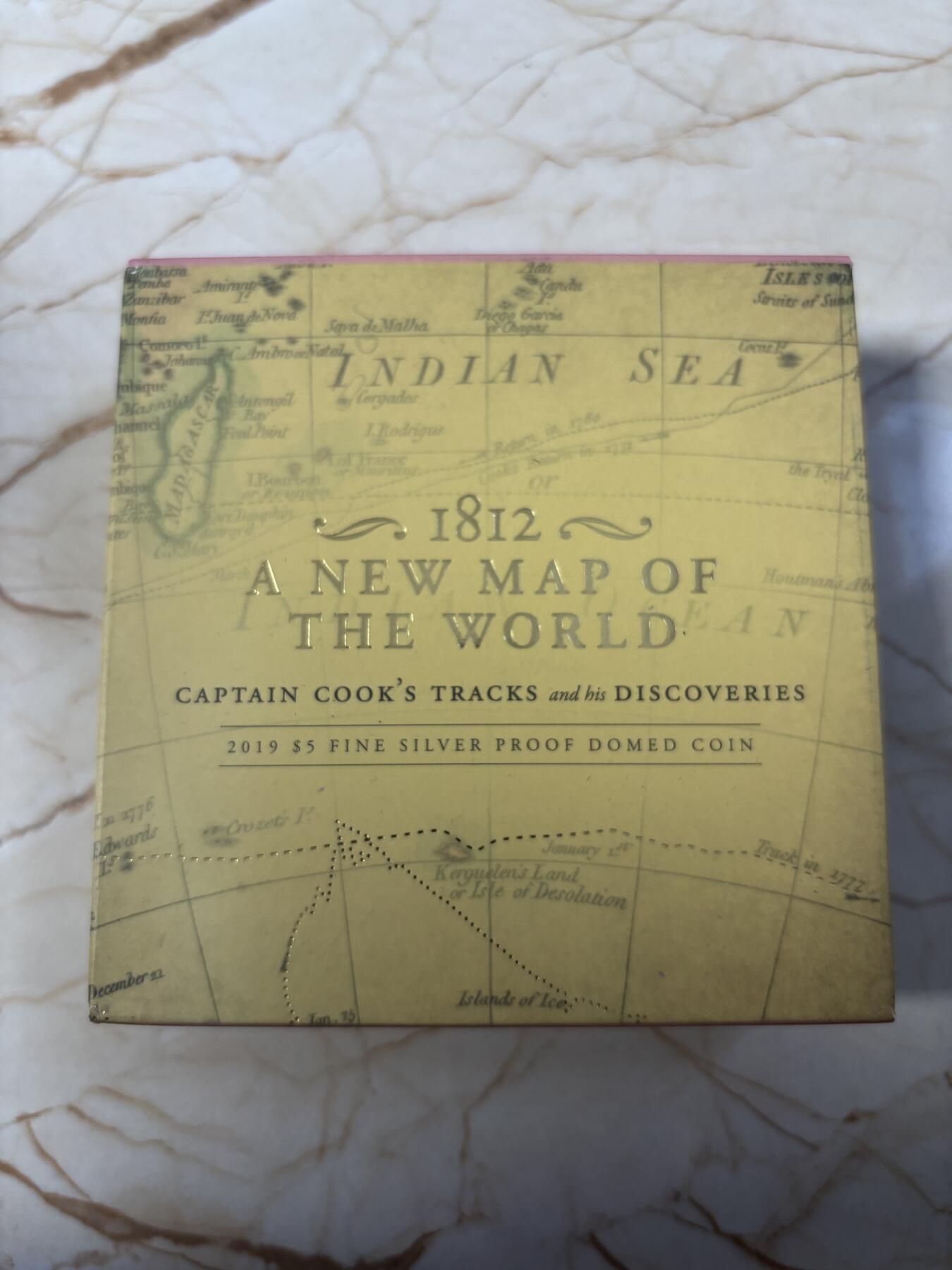 第191期拍卖 澳大利亚2019年1812年新世界地图曲面精制纪念银币，999银，发行5000枚