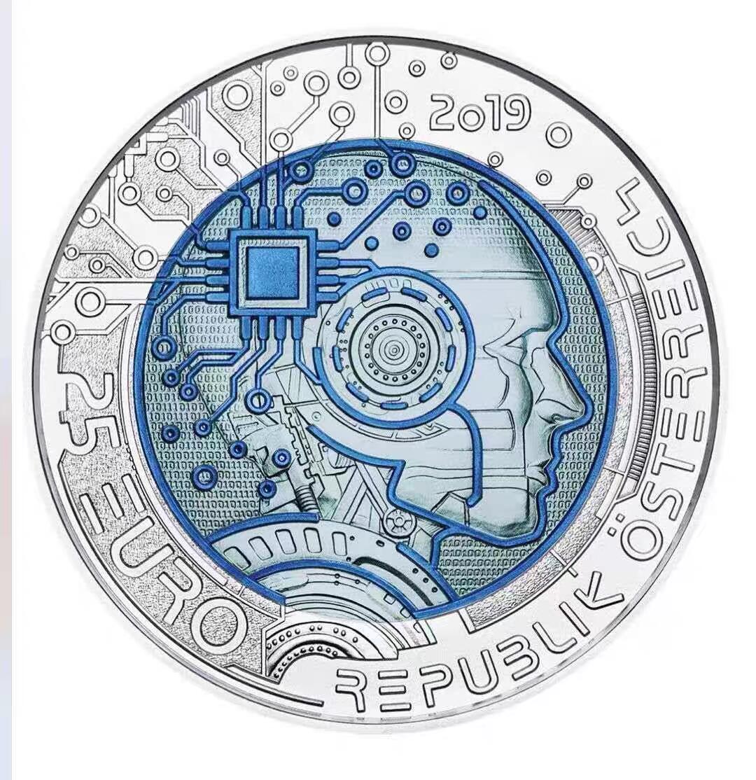 【币将精彩】世界钱币马年新春拍卖（2026-2-22）  克劳斯获奖币奥地利2019年人工智能银铌双金属币带证书包装