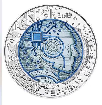 【币将精彩】世界钱币马年新春拍卖（2026-2-22） -  克劳斯获奖币奥地利2019年人工智能银铌双金属币带证书包装