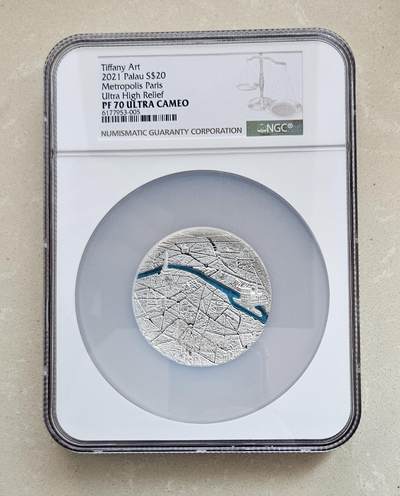 【币将精彩】世界钱币马年新春拍卖（2026-2-22） - NGC帕劳2021年蒂凡尼巴黎3盎司银币带证书包装