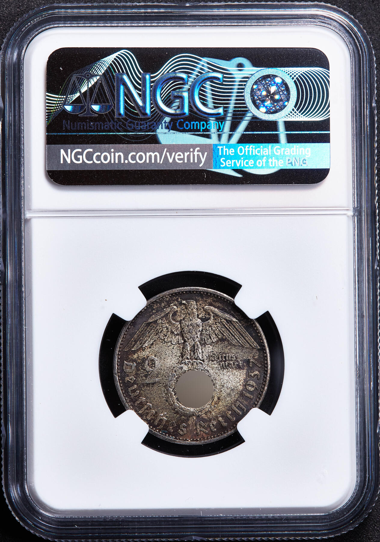 【俄甄集藏】马年新春第一拍 2026年(048)02-25星期三 晚 19:30 全场包邮 德国第三帝国1937年A版2马克银币，NGC MS64，五彩酱彩老包浆，原光品相，原图联系客服或至官网查询