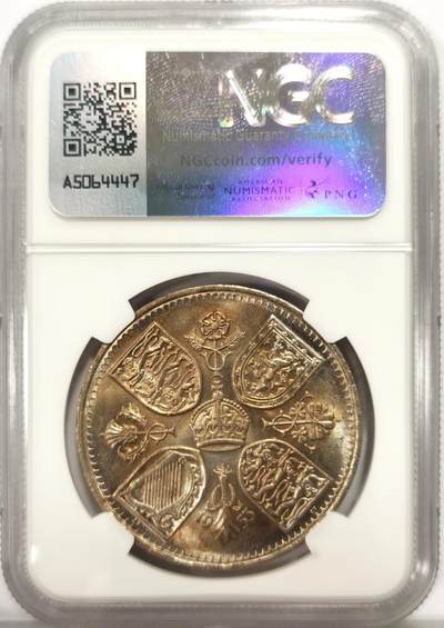 博洋堂世界钱币拍卖第162期（全场包邮） NGC MS64 英国1953年伊丽莎白二世登基纪念克朗，带彩少见