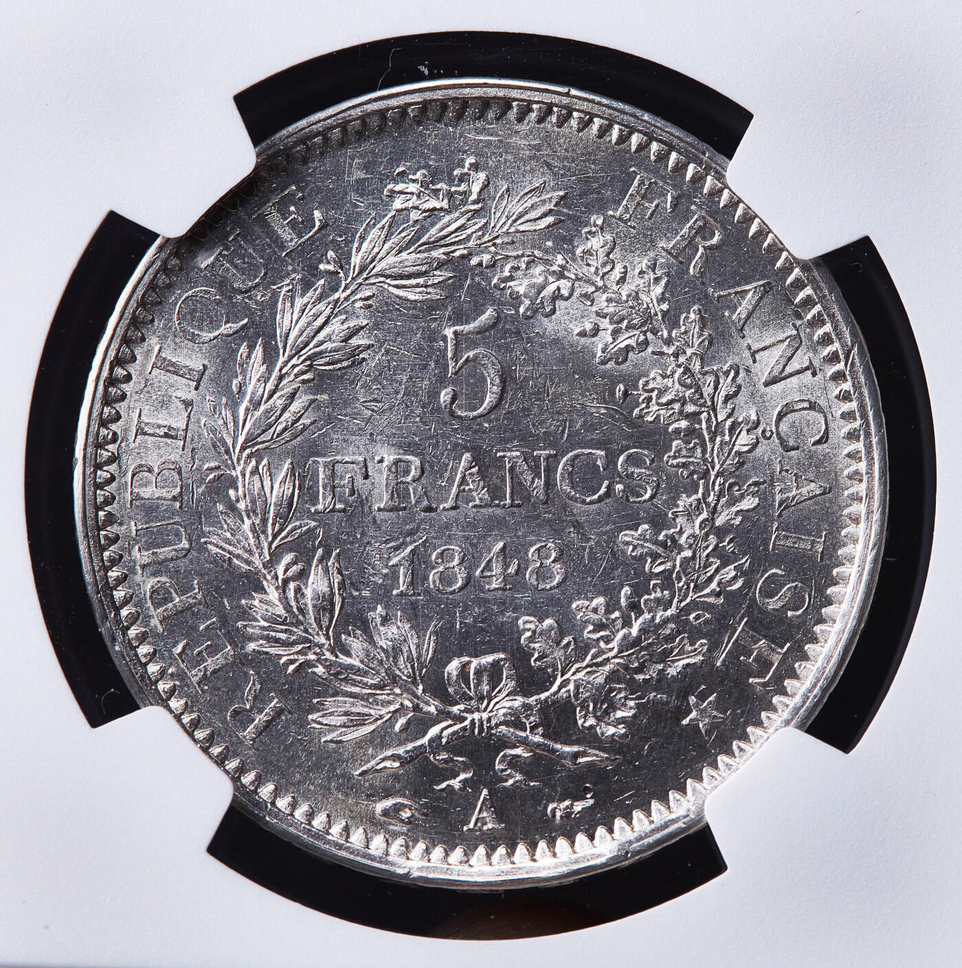 【俄甄集藏】马年新春第一拍 2026年(048)02-25星期三 晚 19:30 全场包邮 法国第二共和国1848年A版大力神5法郎大银币，NGC MS61，转光品相，第二共和国大力神好品稀少