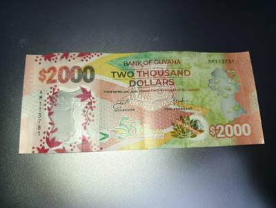 春节钱币瓷器清货捡漏拍场 - 2021年圭亚那2000元 塑料钞 好品品相如图