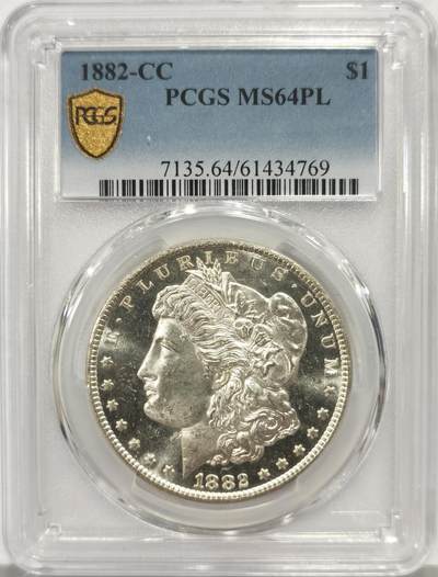 博洋堂蛇年收官专场暨第161期（全场包邮） - PCGS MS64PL 美国1882 CC 摩根 麦稀奇首见极其稀有卡森厂类镜面版别 镜面感明显 霜感十足 毕业级藏品
