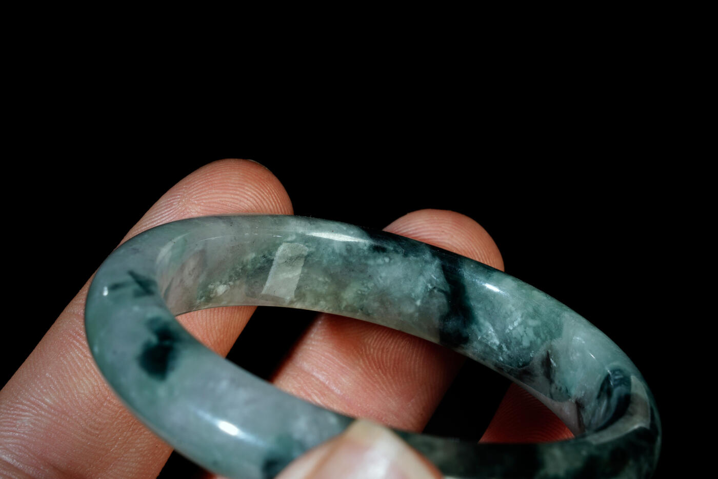 上海都达杂项专场三十一【全场包邮】  天然冰绿花翡翠手镯89-44