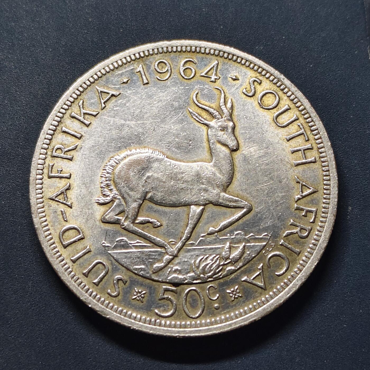 【全场包邮】纯粹捡漏拍503场 南非1964年吕贝克50分大银币【38.61毫米28.28克50%】