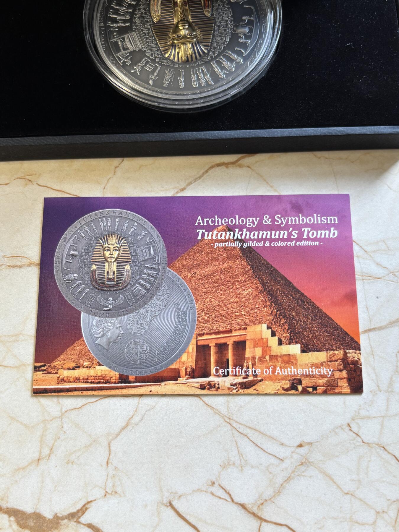第191期拍卖 库克2022年考古系列图坦卡蒙墓3盎司仿古彩色银币，999银，发行99枚